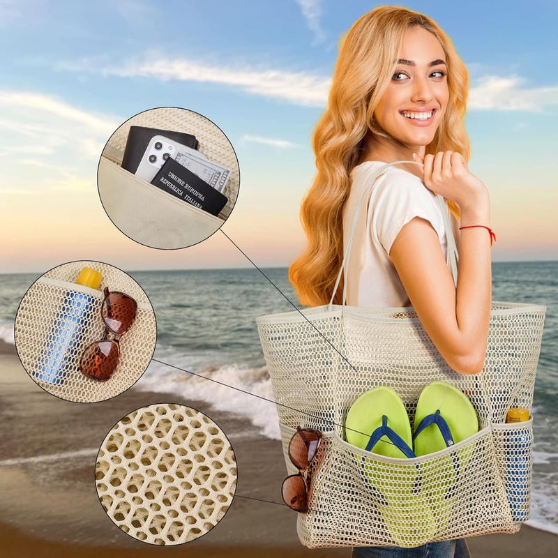 Tainehs Beach Bag - Mesh Tote Bag Beach Vacation Clothes for Women Pool Bag for Travel Pool Family Cruise Essentials 2025 - Image 5